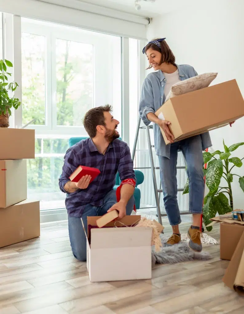 man and woman moving