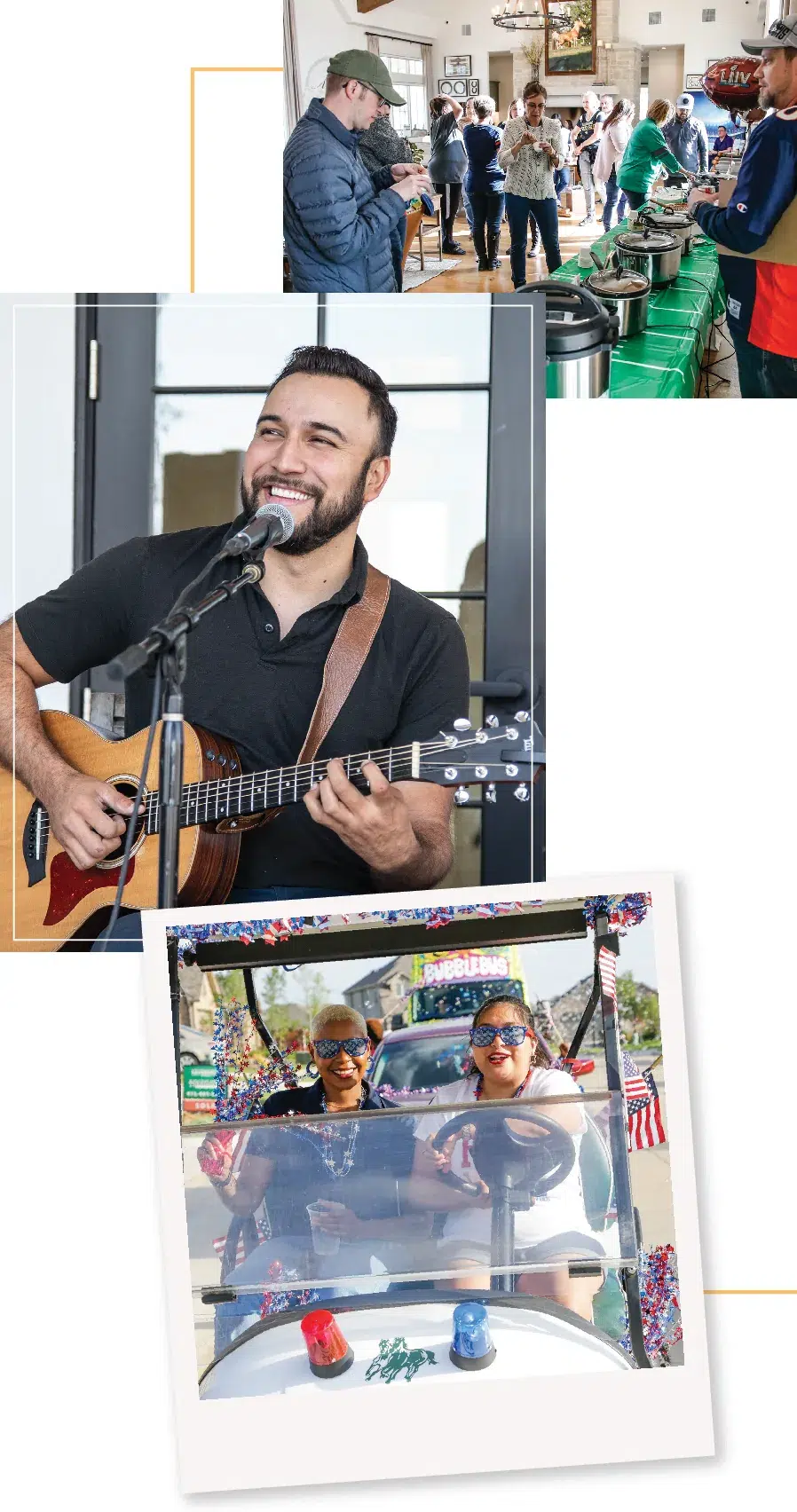 Sandbrock Ranch residents at a chili cook-off, live music and a holiday golf cart parade